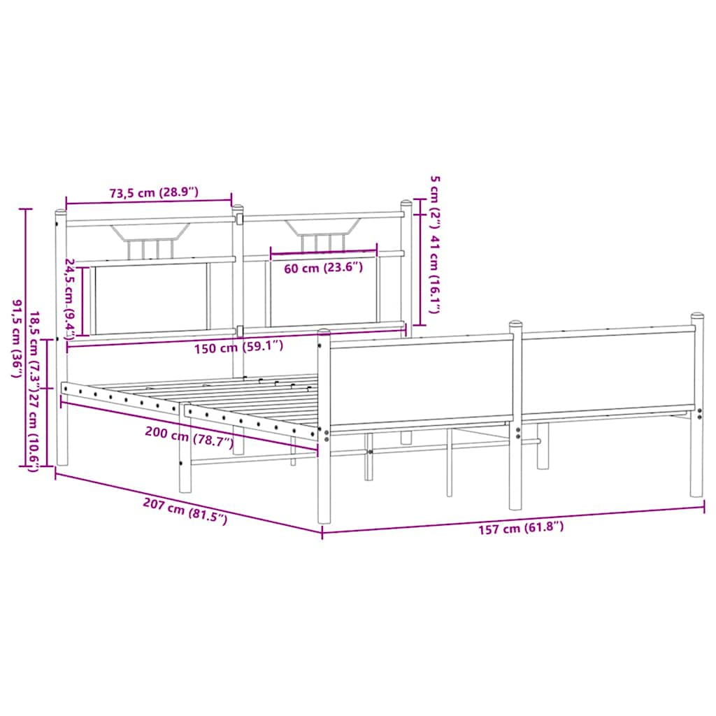 Πλαίσιο Κρεβατιού Χωρ. Στρώμα Sonoma Δρυς 150x200εκ. Επ. Ξύλο