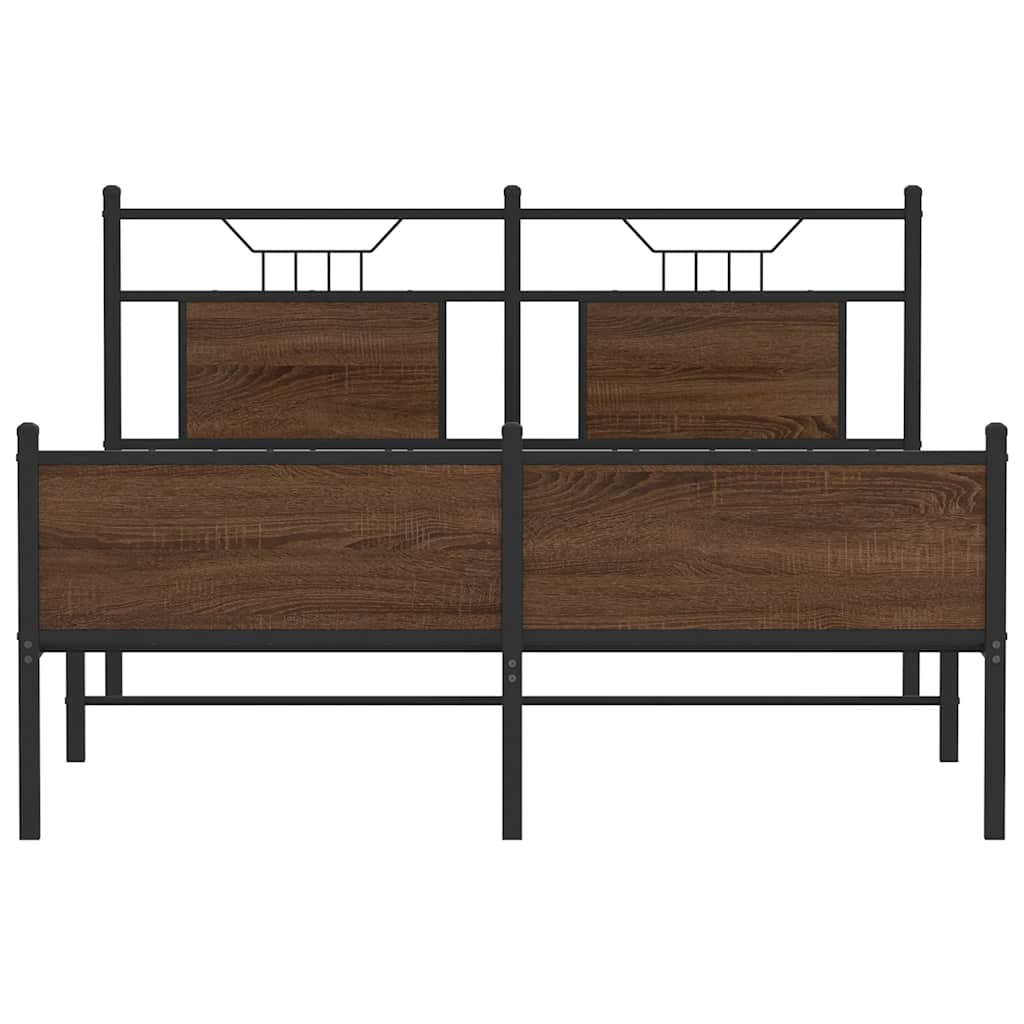 Πλαίσιο κρεβατιού χωρίς στρώμα Καφέ Δρυς Κατασκευασμένο ξύλο