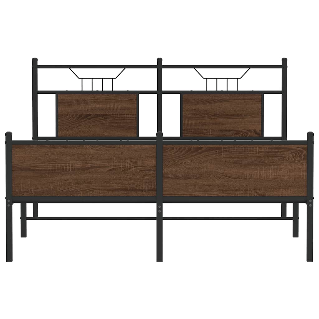 Πλαίσιο κρεβατιού χωρίς στρώμα καφέ δρυς Κατασκευασμένο ξύλο