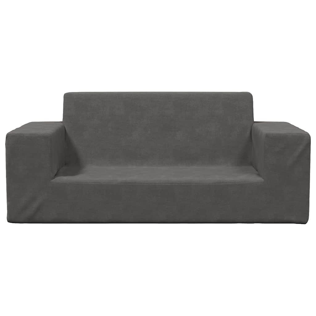 Καναπές Παιδικός Διθέσιος Ανθρακί από Μαλακό Βελουτέ Ύφασμα - Pakobazaar