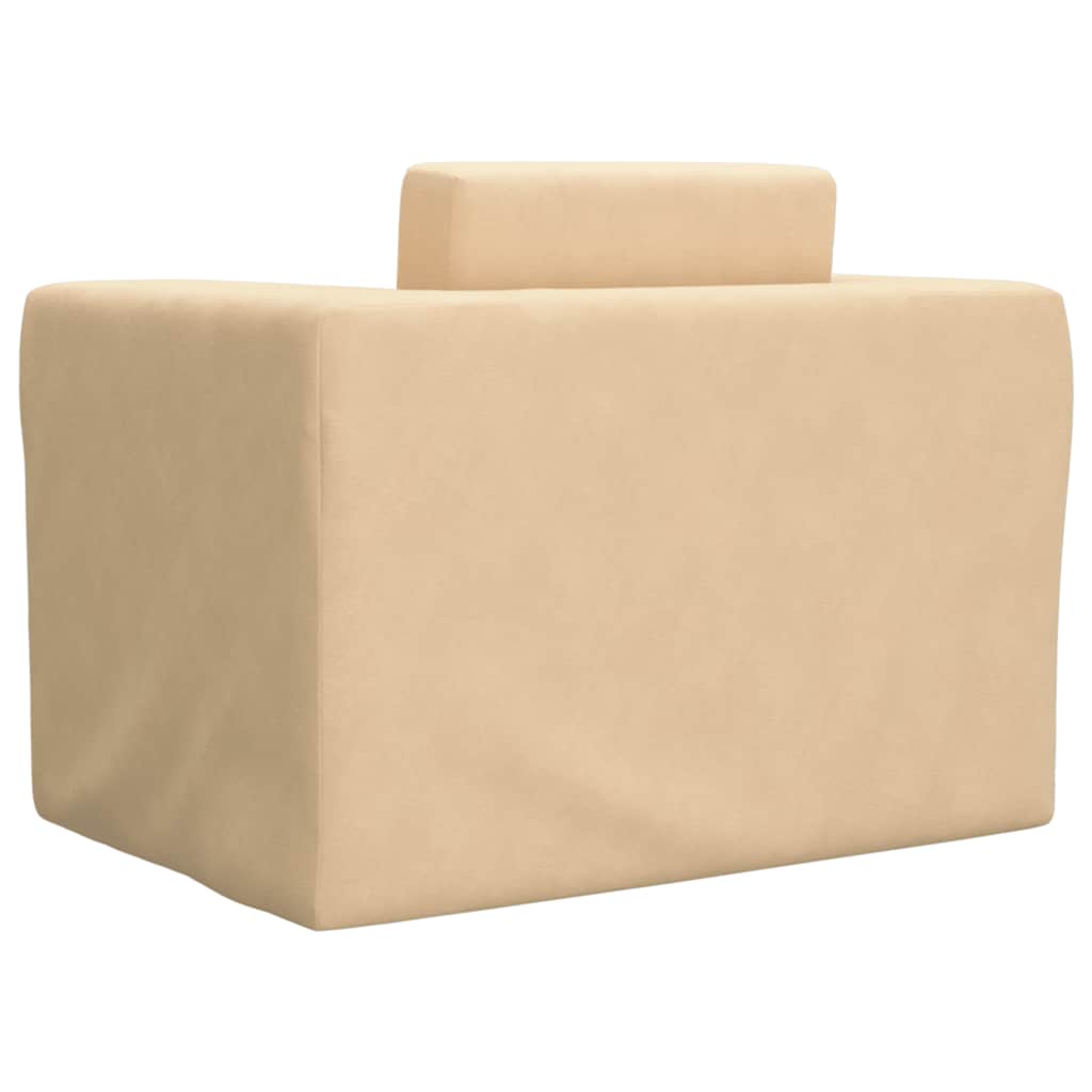 Καναπές/Κρεβάτι Παιδικός Κρεμ από Μαλακό Βελουτέ Ύφασμα - Pakobazaar