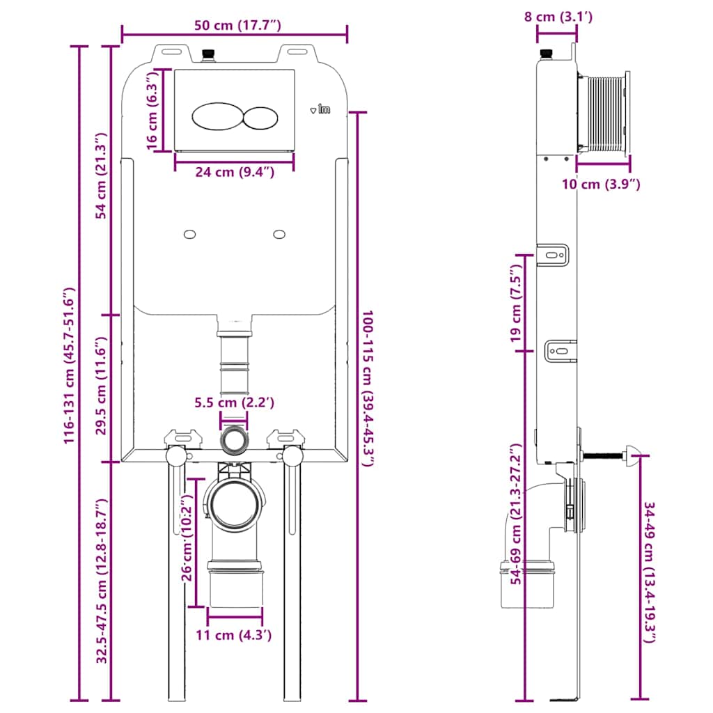 Κούρσα κα cistern με αποθήκευση Λευκό 50 x 8 x 131 εκ Ατσάλι - Pakobazaar