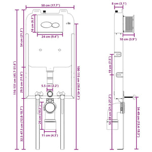 Κούρσα κα cistern με αποθήκευση Λευκό 50 x 8 x 131 εκ Ατσάλι - Pakobazaar