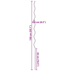 Στήριξη φυτού 50 τμχ. Ασημί 150 x 0,6 x 0,6 εκ Ατσάλι