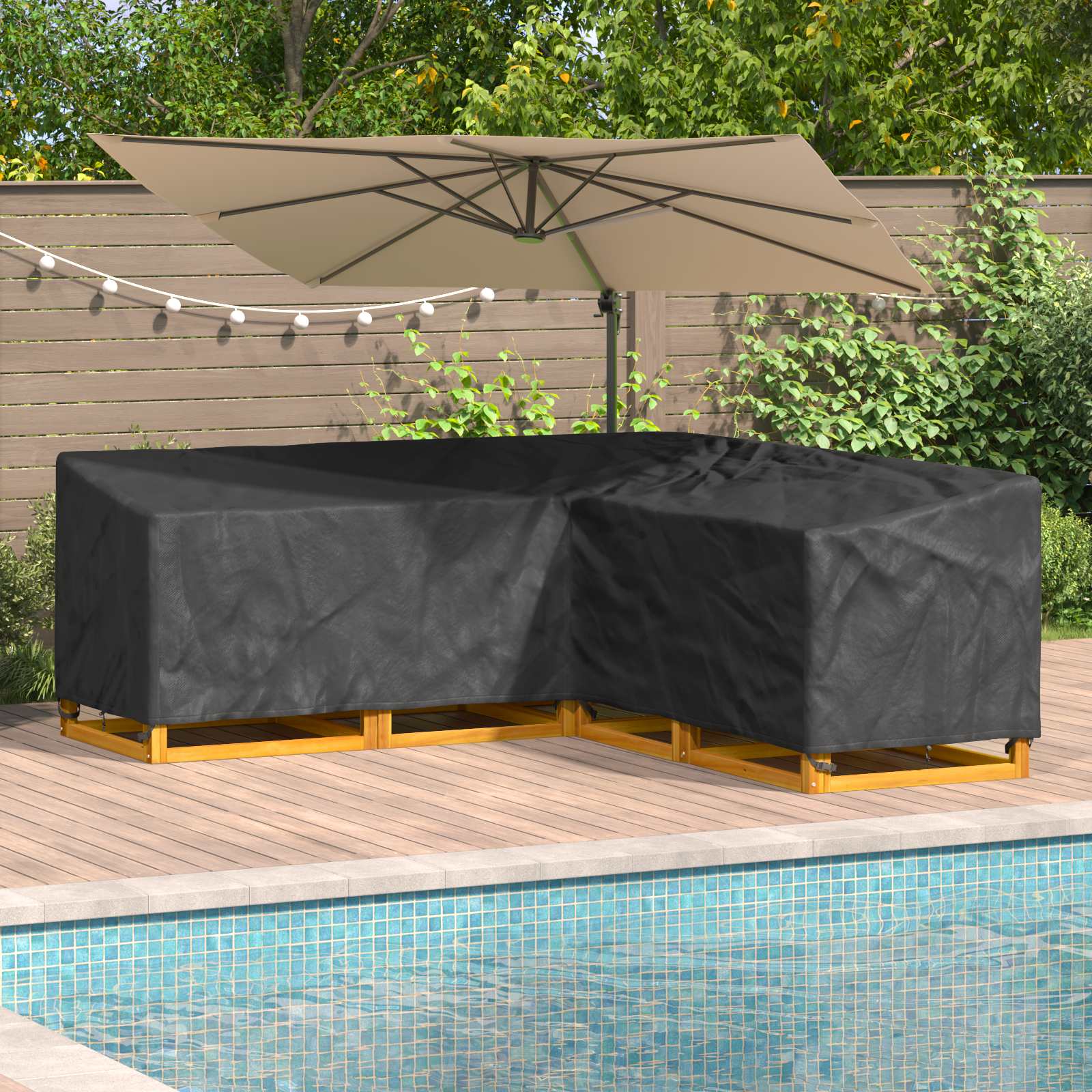 Κάλυμμα επίπλων Μαύρο 235 x 235 x 85 εκ Ύφασμα Oxford 210D - Pakobazaar