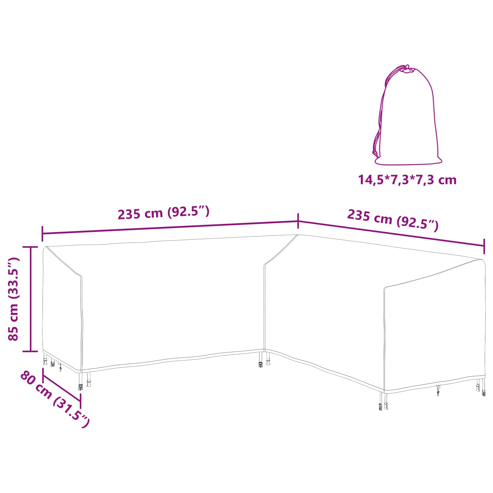 Κάλυμμα επίπλων Μαύρο 235 x 235 x 85 εκ Ύφασμα Oxford 210D - Pakobazaar