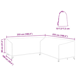 Κάλυμμα επίπλων 255 x 255 x 80 εκ. Ύφασμα Oxford 600D Σχήμα L