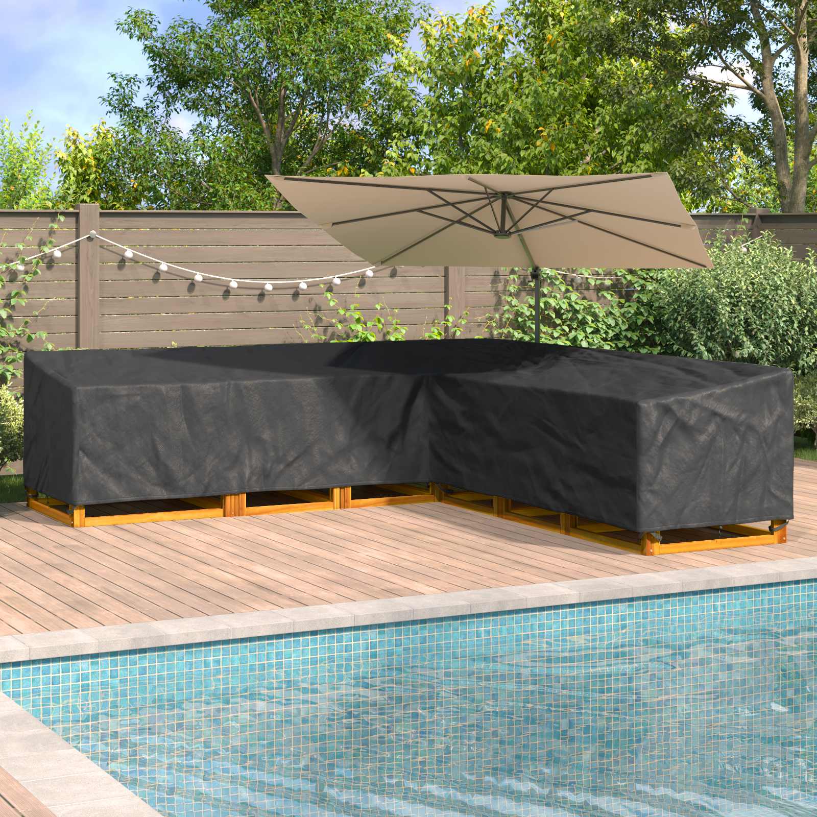 Κάλυμμα επίπλων Μαύρο 300 x 300 x 80 εκ. Ύφασμα Oxford 600D - Pakobazaar