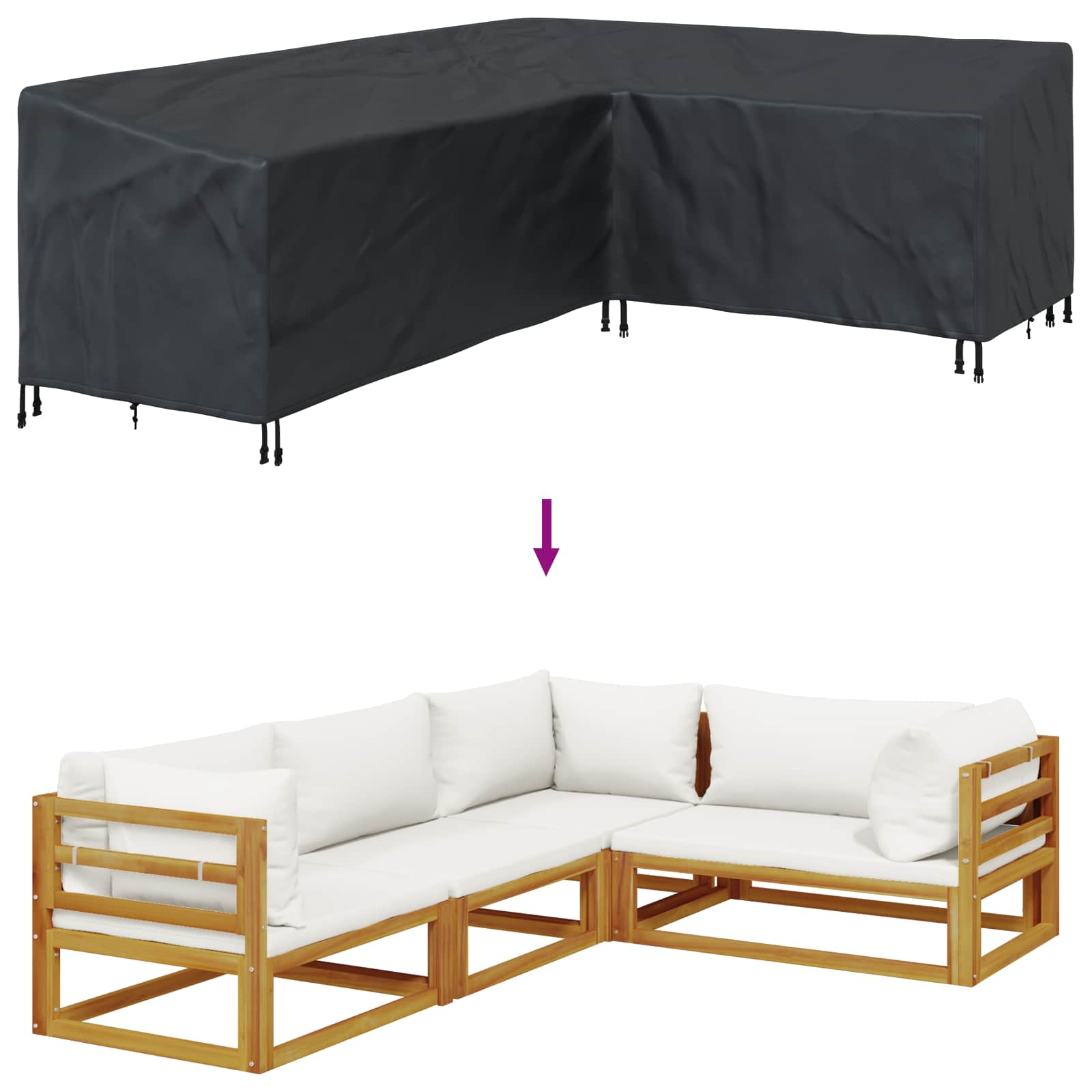 Κάλυμμα επίπλων Μαύρο 250 x 180 x 80 εκ. Ύφασμα Oxford 600D - Pakobazaar