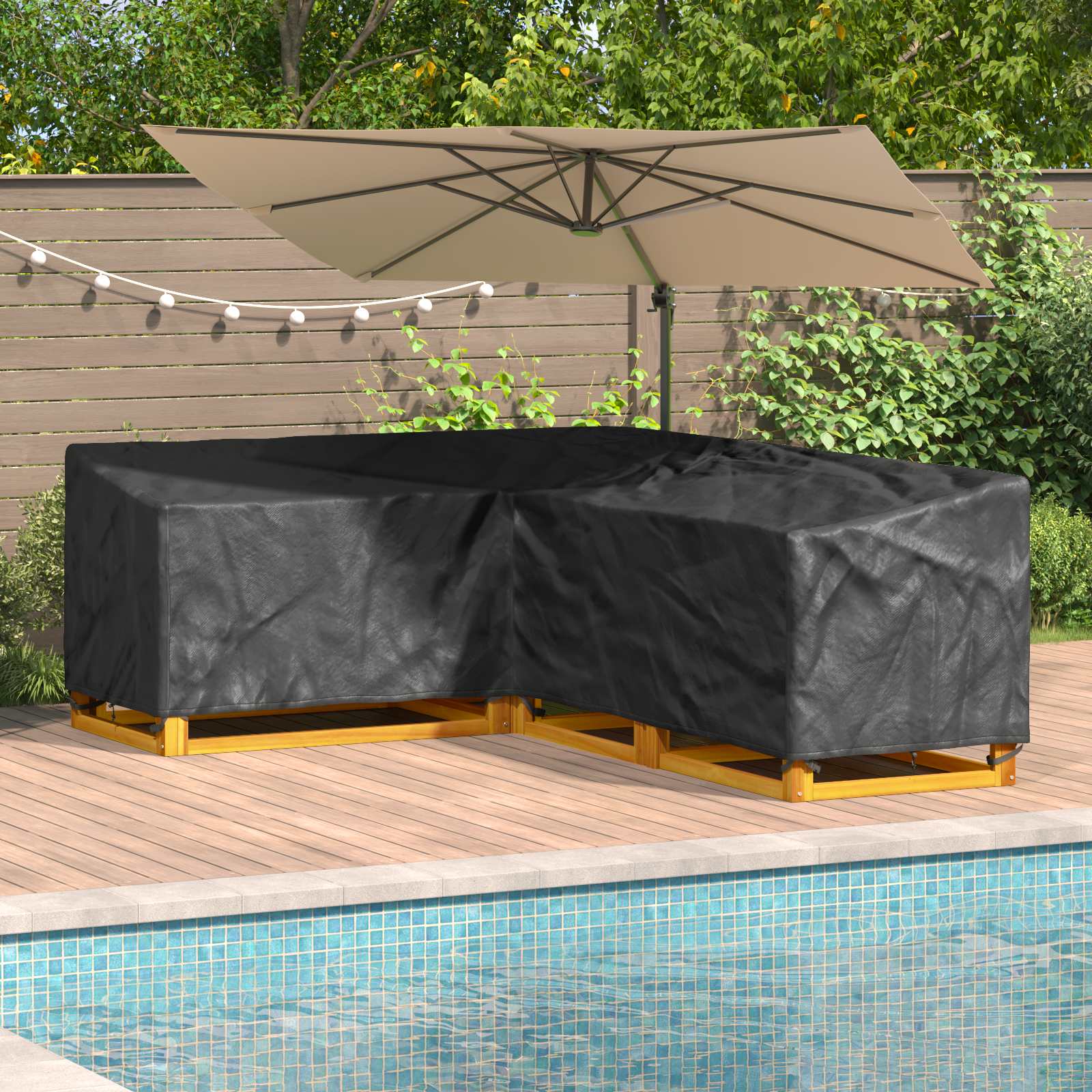 Κάλυμμα επίπλων Μαύρο 250 x 180 x 80 εκ. Ύφασμα Oxford 420D - Pakobazaar