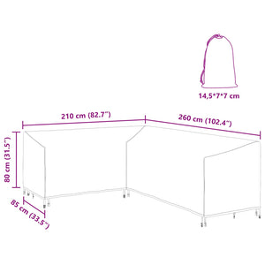 Κάλυμμα επίπλων 260 x 210 x 80 cm Ύφασμα Oxford 600D Σχήμα L