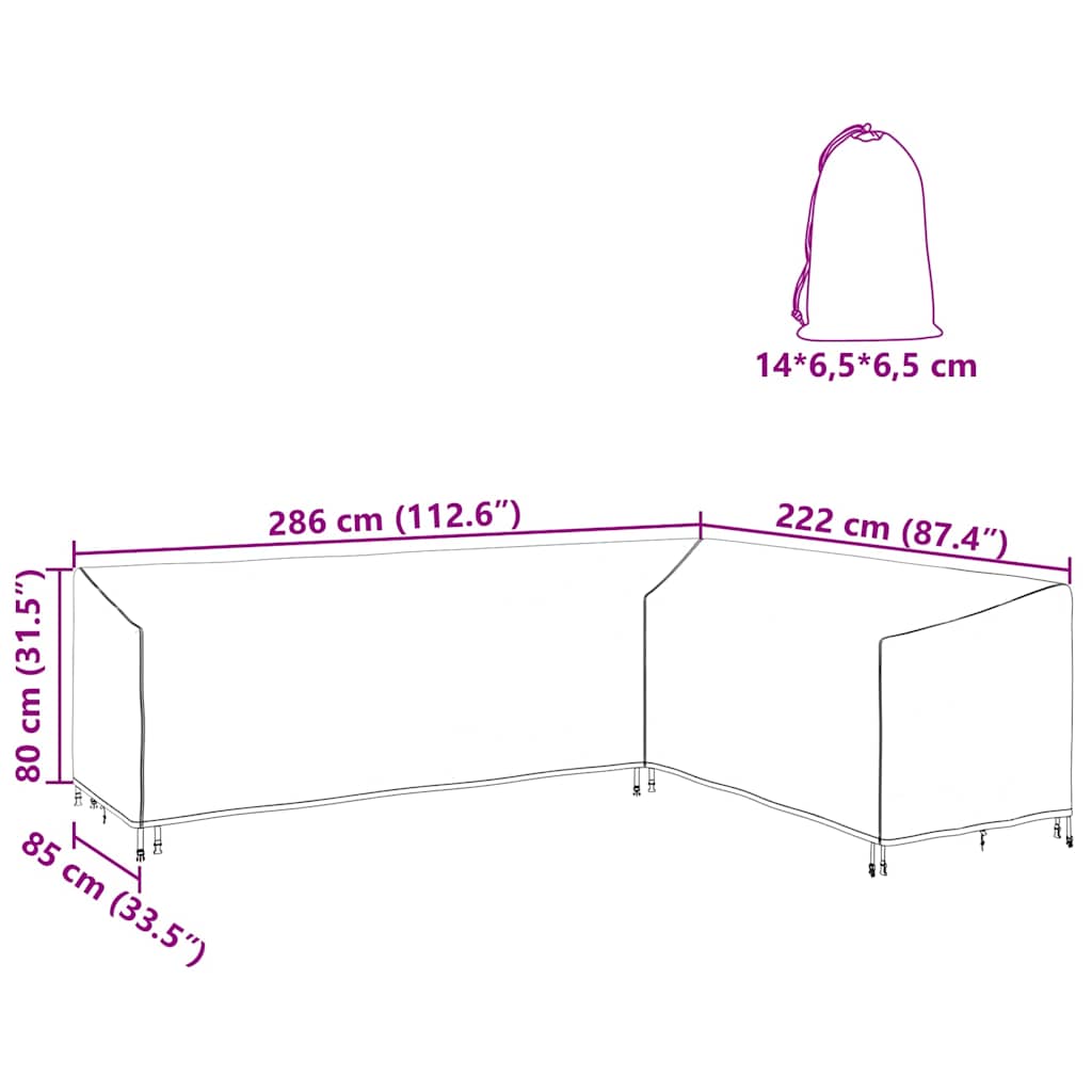 Κάλυμμα επίπλων Μαύρο 286 x 222 x 80 εκ. Ύφασμα 210D - Pakobazaar