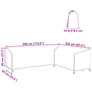 Κάλυμμα επίπλων 286 x 222 x 80 εκ. Υφασμα Oxford 210D Σχήμα L - Pakobazaar