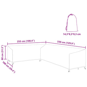 Κάλυμμα επίπλων 330 x 255 x 80 εκ. Ύφασμα Oxford 600D Σχήμα L - Pakobazaar