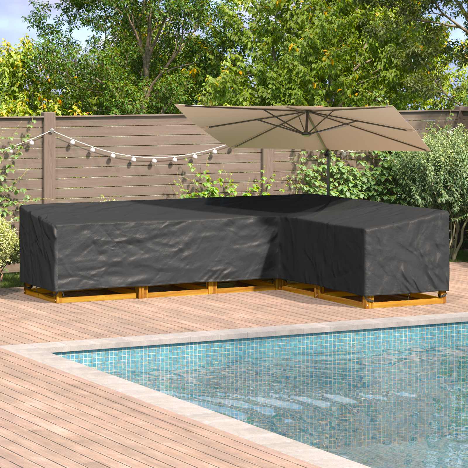 Κάλυμμα επίπλων Μαύρο 355 x 275 x 80 εκ. Ύφασμα Oxford 600D - Pakobazaar
