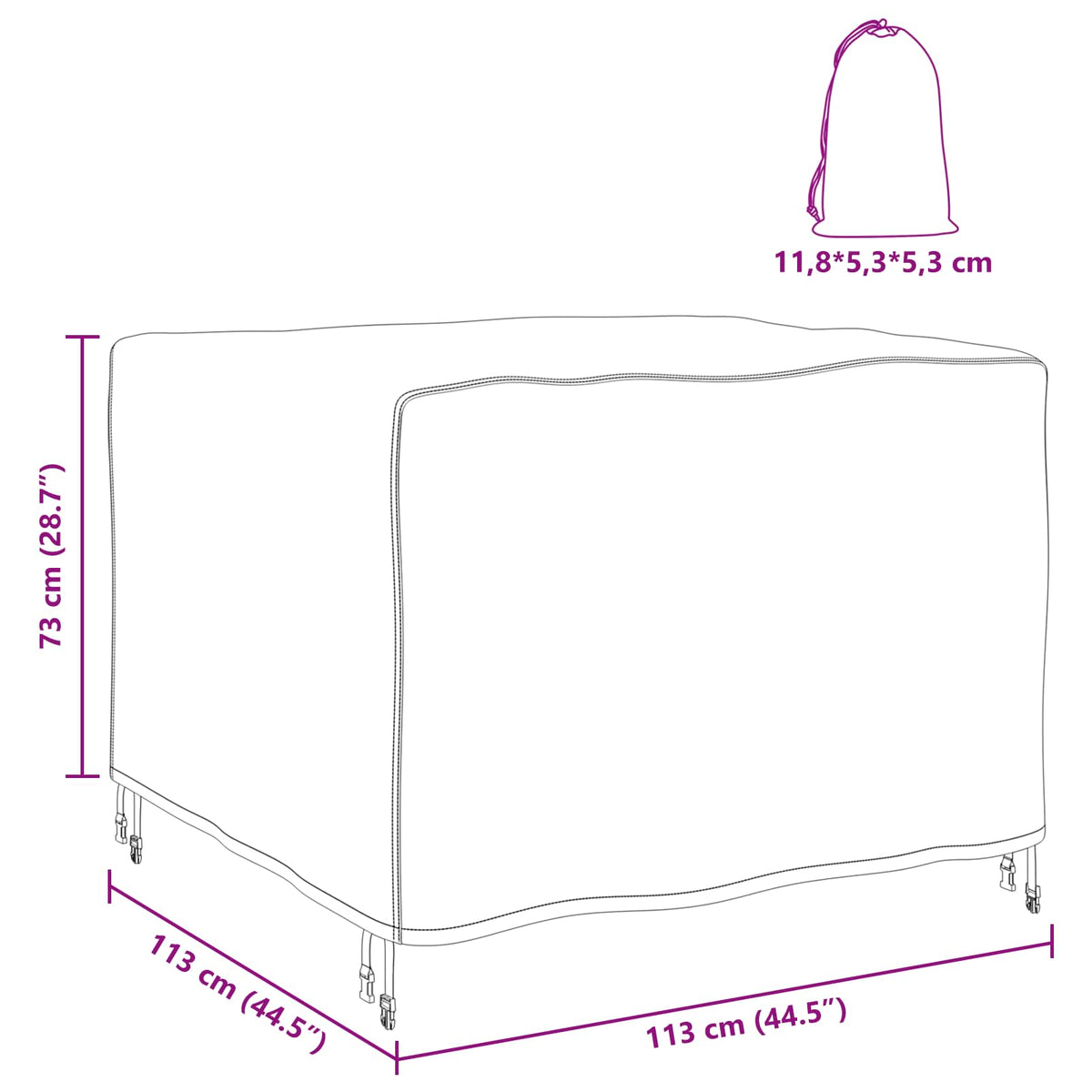 Κάλυμμα επίπλων Μονόχρωμο Μαύρο 113 x 113 x 73 cm 420D