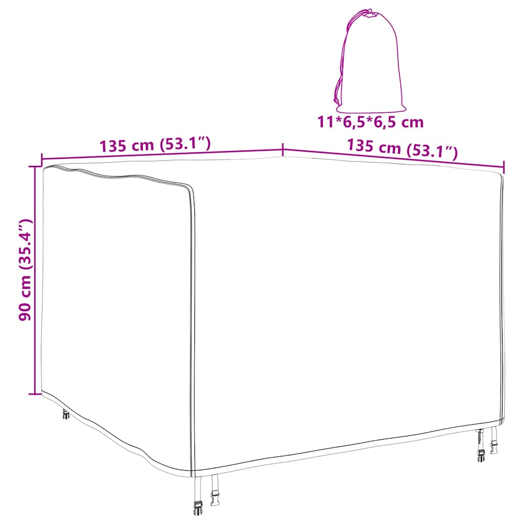 Κάλυμμα επίπλων Μαύρο 135 x 135 x 90 cm Υφασμα Oxford 210D