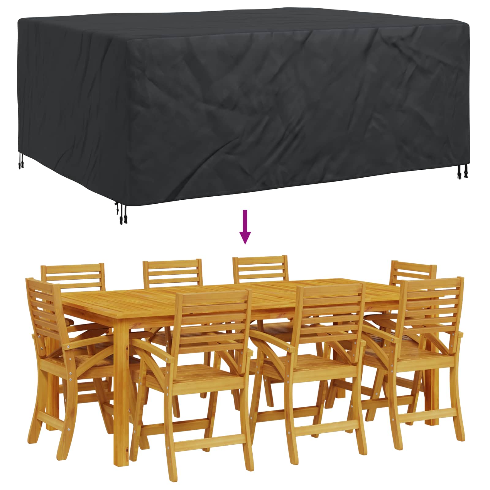 Κάλυμμα επίπλων Μονόχρωμο Μαύρο 240 x 190 x 90 εκ. 600D