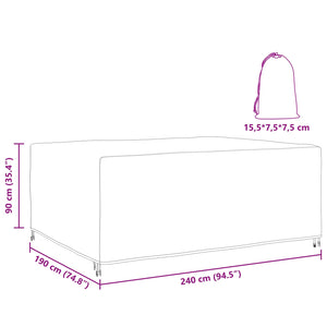 Κάλυμμα επίπλων Μονόχρωμο Μαύρο 240 x 190 x 90 εκ. 600D