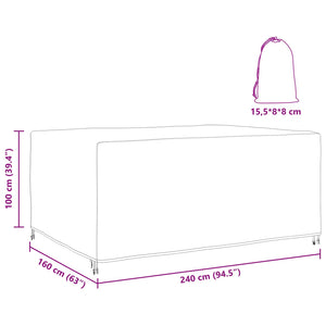 Κάλυμμα επίπλων Μονόχρωμο Μαύρο 240 x 160 x 100 εκ. 600D