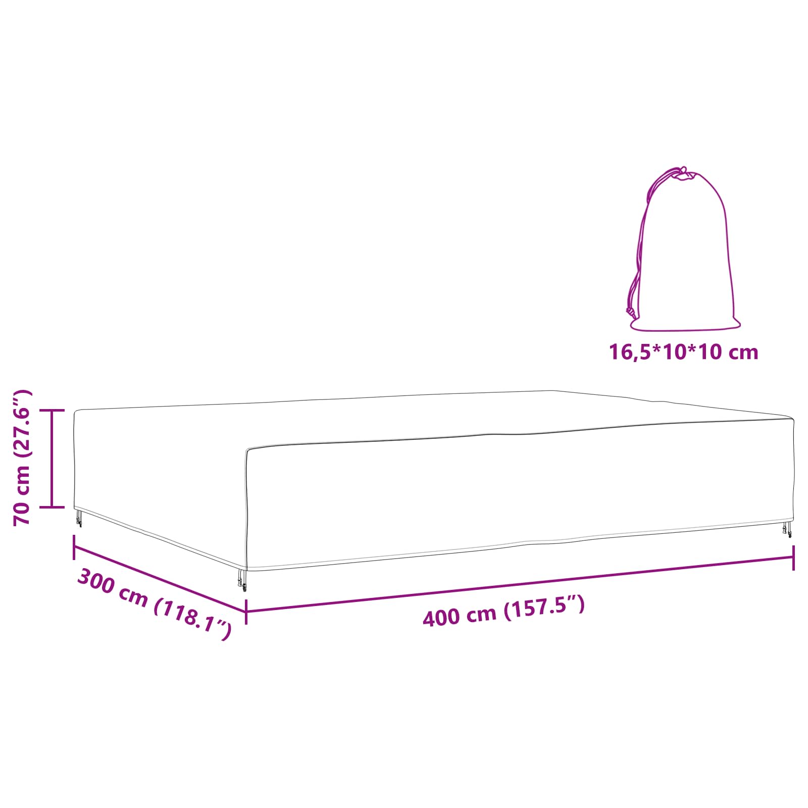 Κάλυμμα επίπλων Μονόχρωμο Μαύρο 400 x 300 x 70 cm 210D