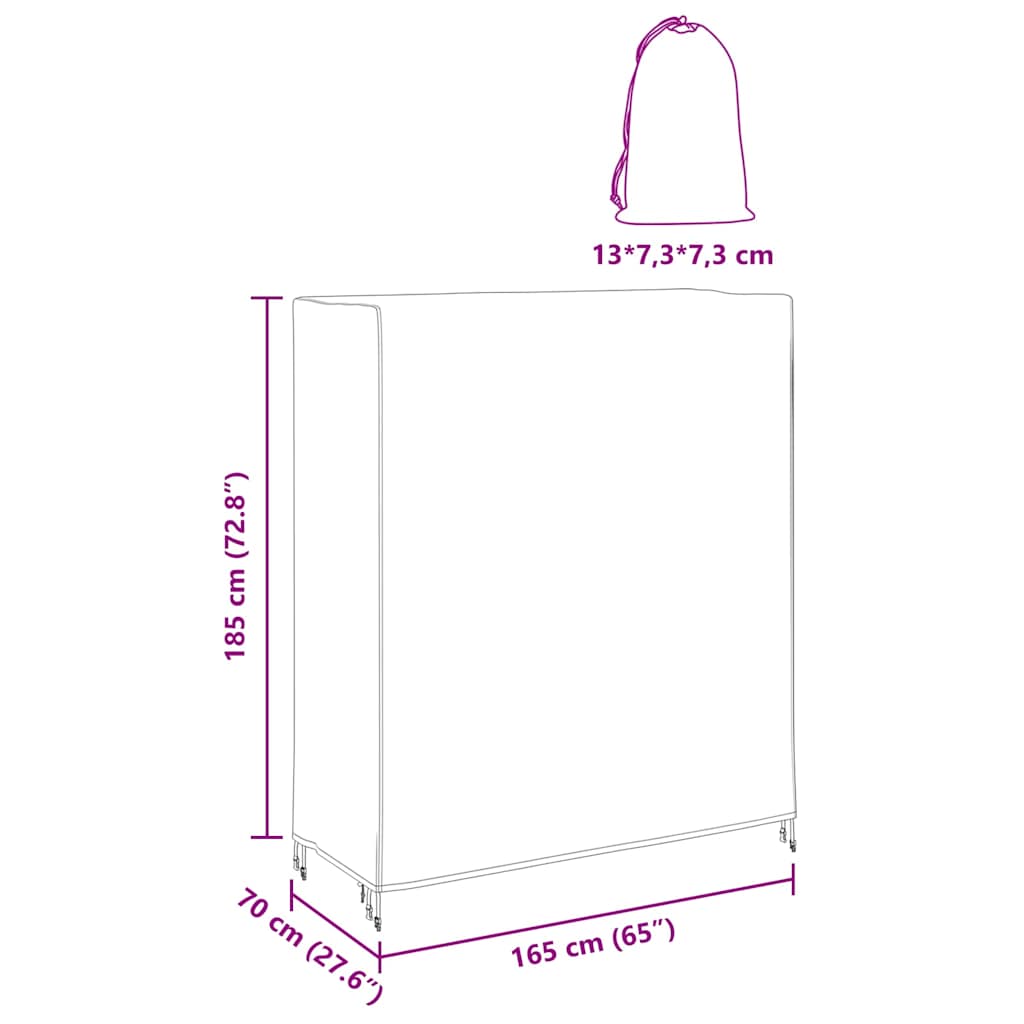 Κάλυμμα Τραπέζης Πινγκ Πονγκ Μαύρο 165 x 70 x 185 εκ ύφασμα - Pakobazaar