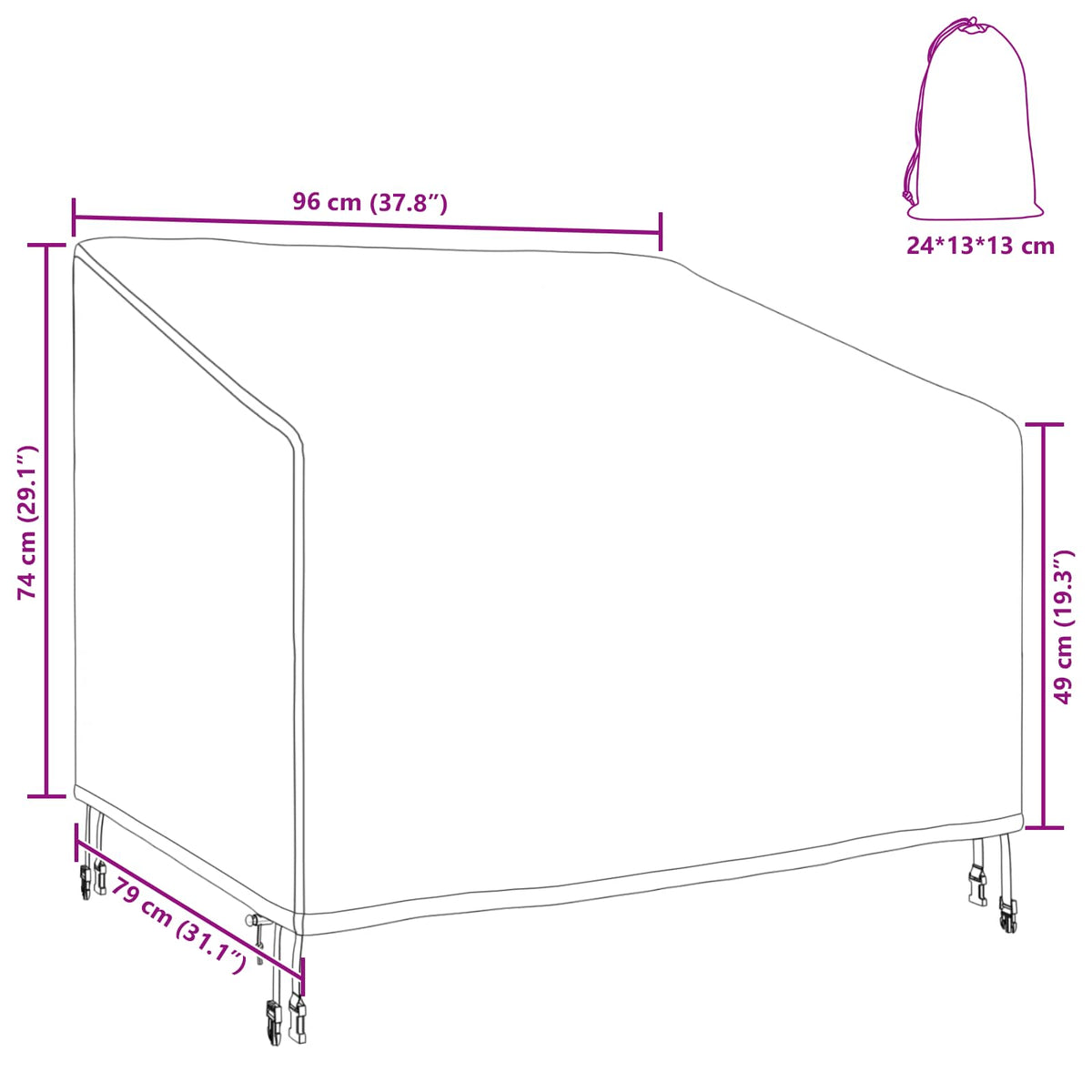 Κάλυμμα Κήπου για Καρέκλα 96 x 79 x 74 εκ Ύφασμα Oxford 600D - Pakobazaar