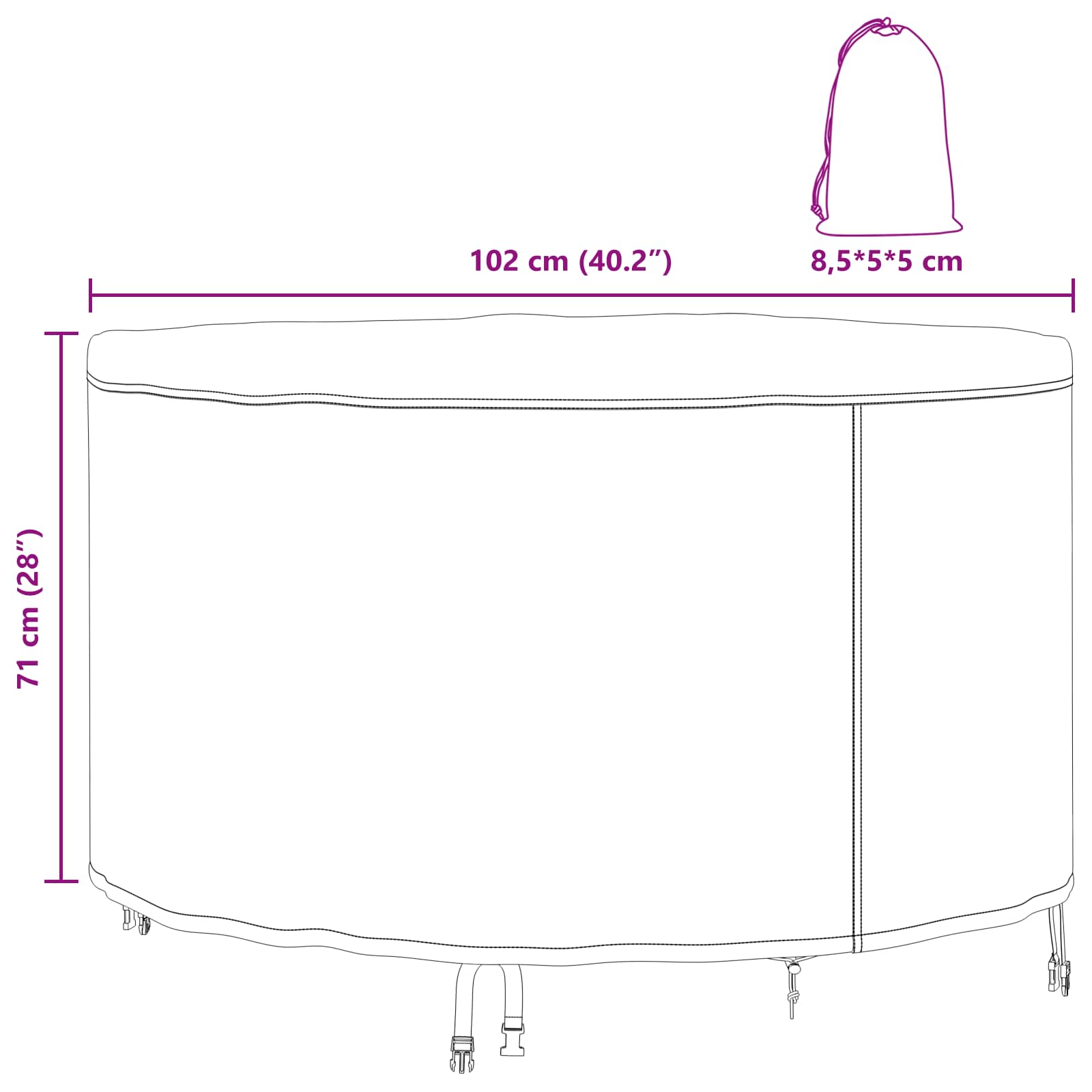 Κάλυμμα επίπλων Μαύρο 102 x 102 x 71 εκ. Υφασμα Oxford 600D - Pakobazaar