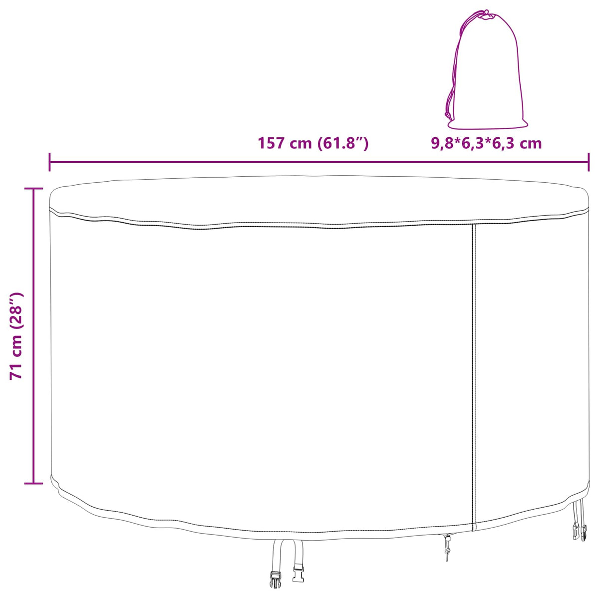Κάλυμμα επίπλων 157 x 157 x 71 εκ. Ύφασμα Oxford 600D Γύρος - Pakobazaar