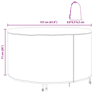 Κάλυμμα επίπλων 157 x 157 x 71 εκ. Ύφασμα Oxford 600D Γύρος - Pakobazaar