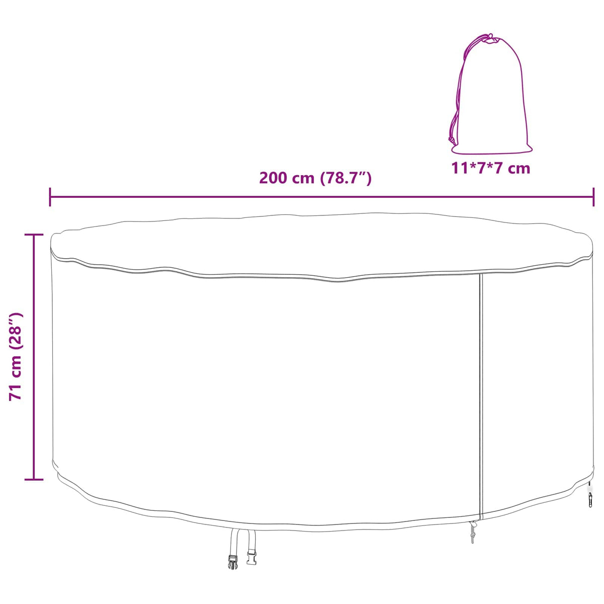 Κάλυμμα επίπλων 200 x 200 x 71 εκ. Ύφασμα Oxford 210D Γύρος - Pakobazaar