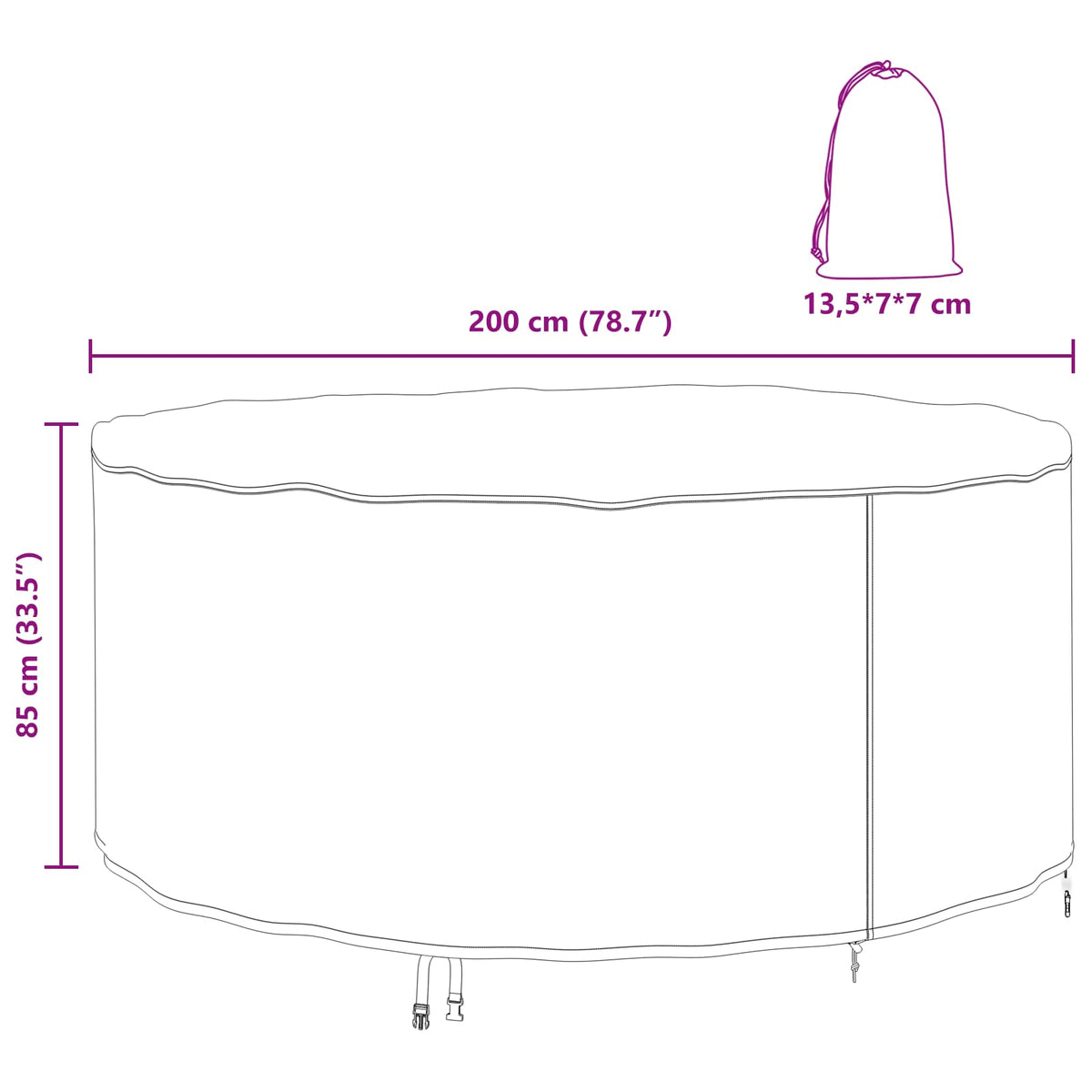 Κάλυμμα επίπλων 200 x 200 x 85 εκ. Ύφασμα Oxford 420D Γύρος - Pakobazaar
