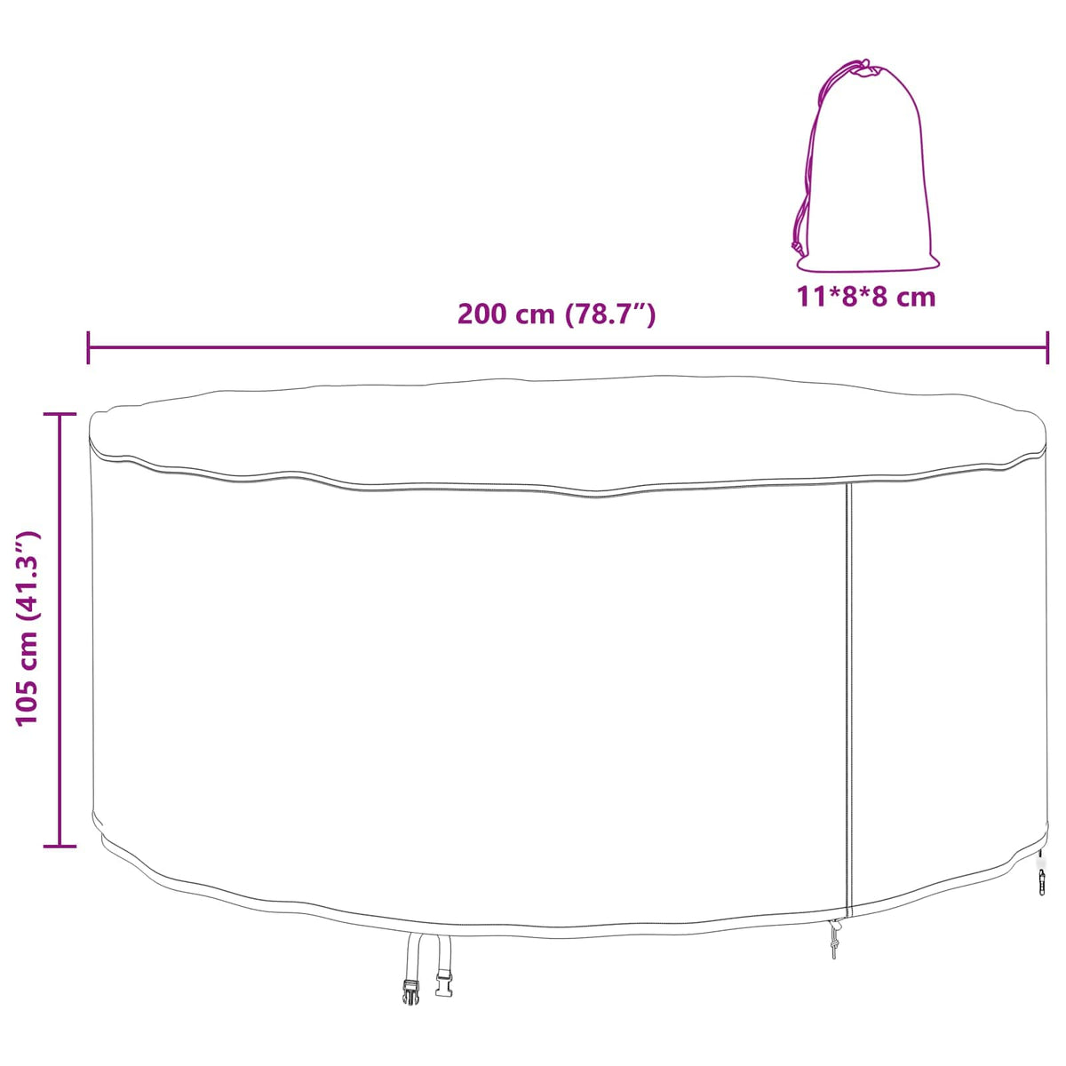 Κάλυμμα επίπλων 200 x 200 x 105 εκ. Ύφασμα Oxford 420D Γύρος - Pakobazaar