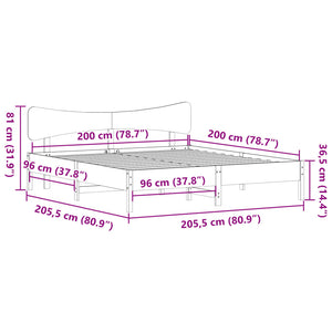 Σκελετός Κρεβατιού Χωρίς Στρώμα 200x200 εκ Μασίφ Ξύλο Πεύκου