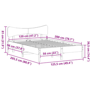 Σκελετός Κρεβ. Χωρίς Στρώμα Καφέ Κεριού 120x200 εκ Μασίφ Πεύκο
