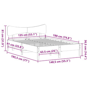 Σκελετός Κρεβ. Χωρίς Στρώμα Καφέ Κεριού 135x190 εκ Μασίφ Πεύκο