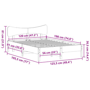Σκελετός Κρεβατιού Χωρίς Στρώμα 120x190 εκ Μασίφ Ξύλο Πεύκου
