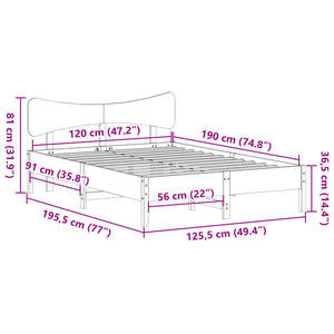 Σκελετός Κρεβ. Χωρίς Στρώμα Καφέ Κεριού 120x190 εκ Μασίφ Πεύκο