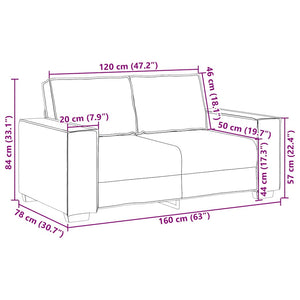 Καναπές Διθέσιος Μαύρος 160x78x84 εκ. από Υφασμάτινο Υλικό - Pakobazaar