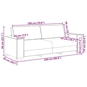 Τριθέσιος Καναπές Μαύρος 220x78x84 εκ. από Ύφασμα - Pakobazaar