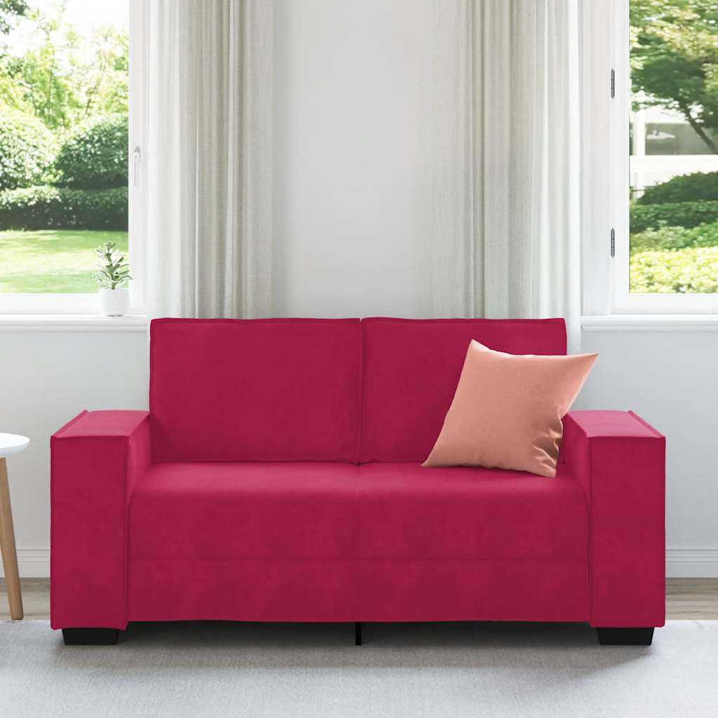 Διθέσιος Καναπές Κόκκινος Βελούδος 160x78x84 εκ. - Pakobazaar