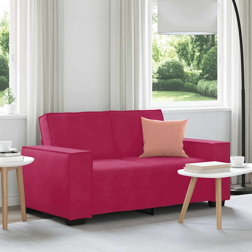 Διθέσιος Καναπές Κόκκινος Βελούδος 160x78x84 εκ. - Pakobazaar