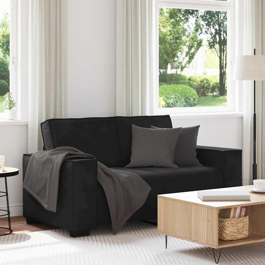 Διθέσιος Καναπές Μαύρος Βελούδινος 160x78x84 εκ. - Pakobazaar