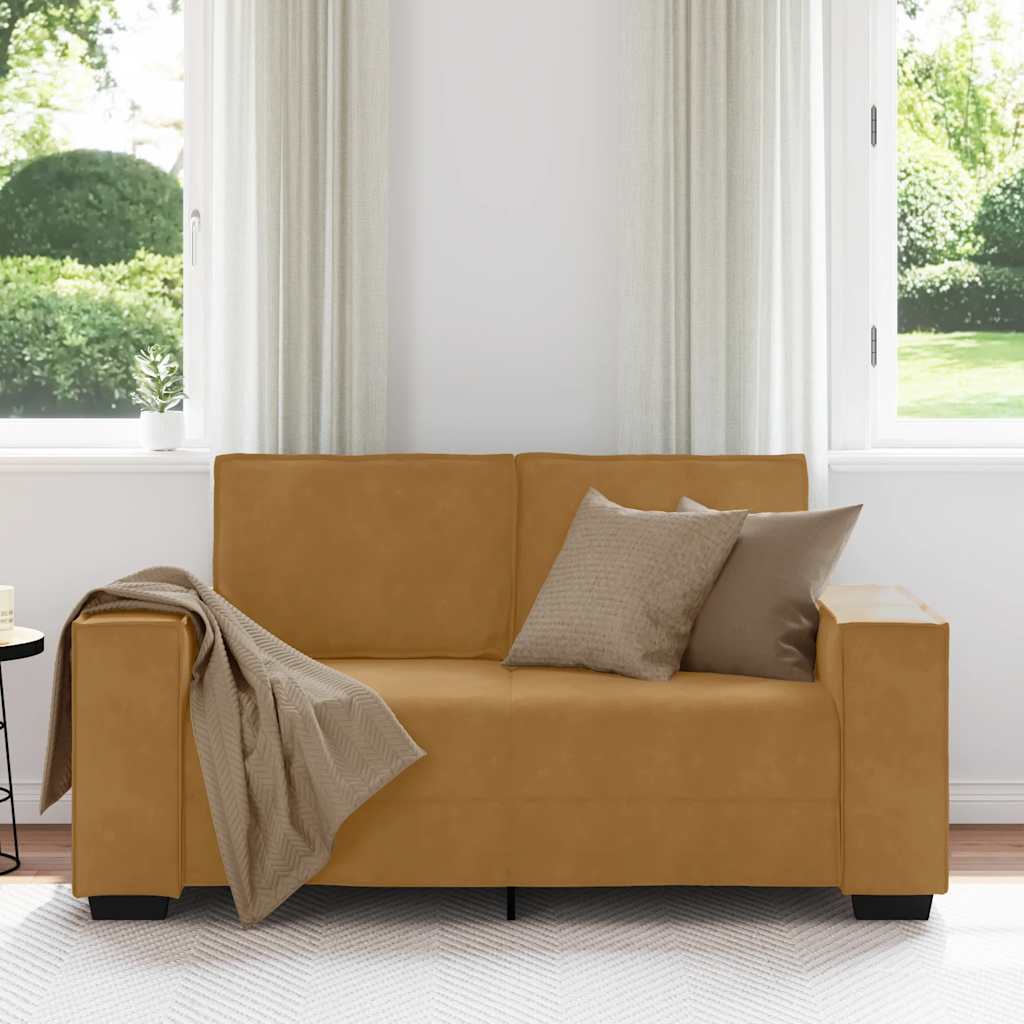 Διθέσιος Καναπές Καφέ Βελούδινος 160x78x84 εκ. - Pakobazaar