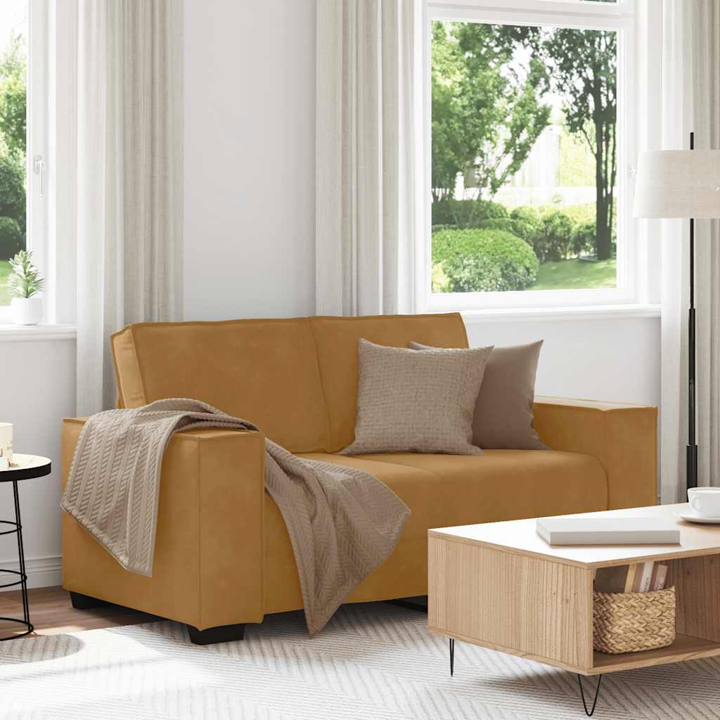 Διθέσιος Καναπές Καφέ Βελούδινος 160x78x84 εκ. - Pakobazaar