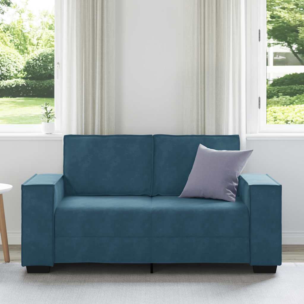 Διθέσιος Καναπές Μπλε Βελούδινος 160x78x84 εκ. - Pakobazaar