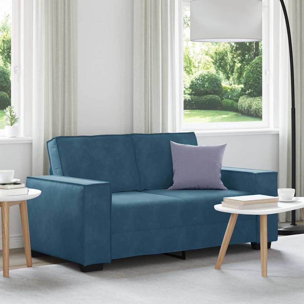Διθέσιος Καναπές Μπλε Βελούδινος 160x78x84 εκ. - Pakobazaar