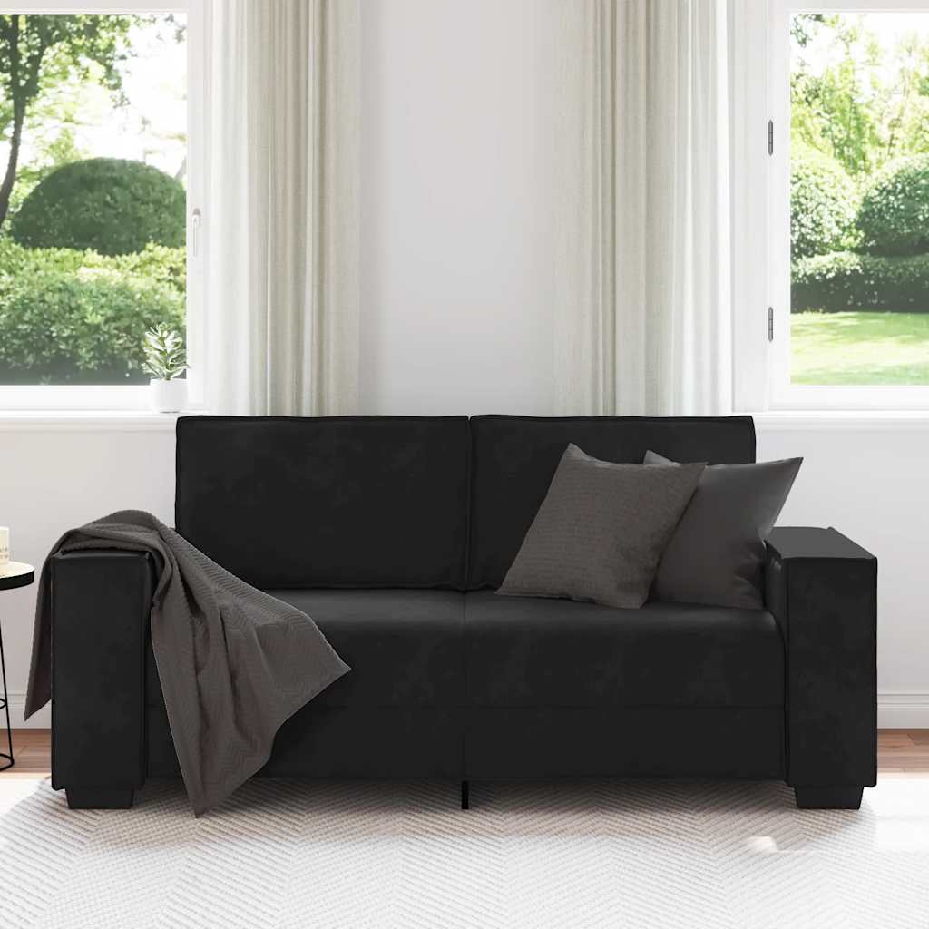 Διθέσιος Καναπές Μαύρος Βελούδινος 180x78x84 εκ. - Pakobazaar