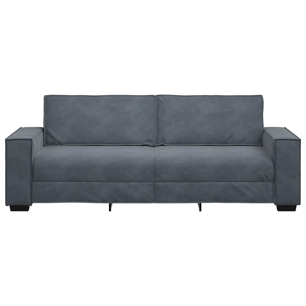 Τριθέσιος Καναπές Σκούρο Γκρι 220x78x84 εκ. Βελούδο - Pakobazaar