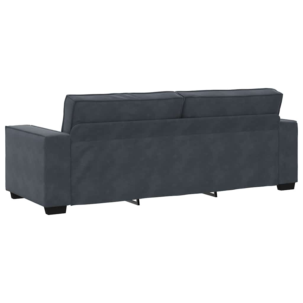 Τριθέσιος Καναπές Σκούρο Γκρι 220x78x84 εκ. Βελούδο - Pakobazaar